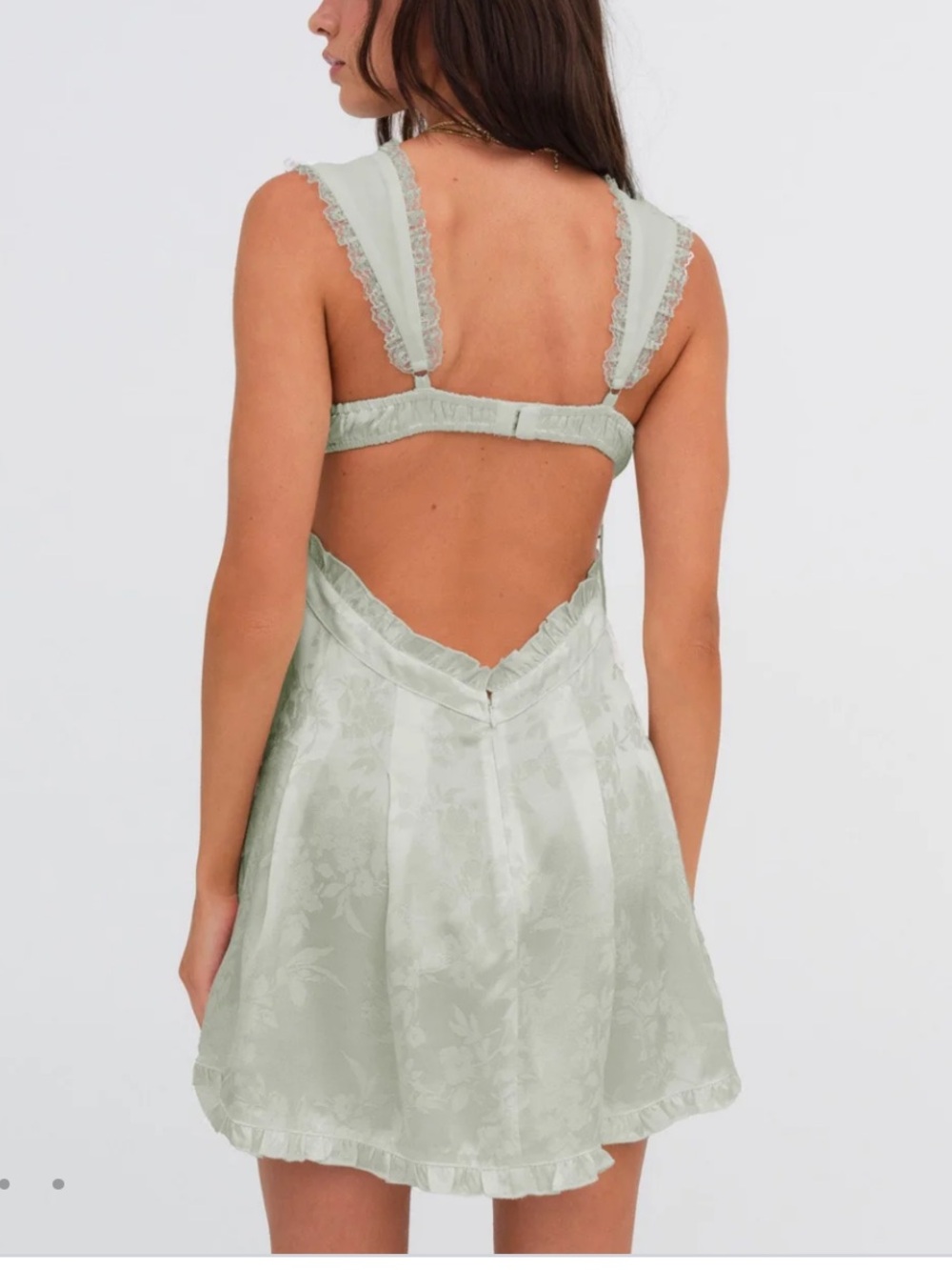 For love and lemons Women's Sage Green Tie-Shoulder Floral Mini Dress - Picture 2 of 4